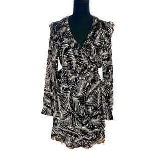 Black and white palm Michael Kors wrap dress. In medium.